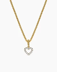 Micro Pavé Open Heart Amulet in 18K Yellow Gold with Diamonds, 6.8mm