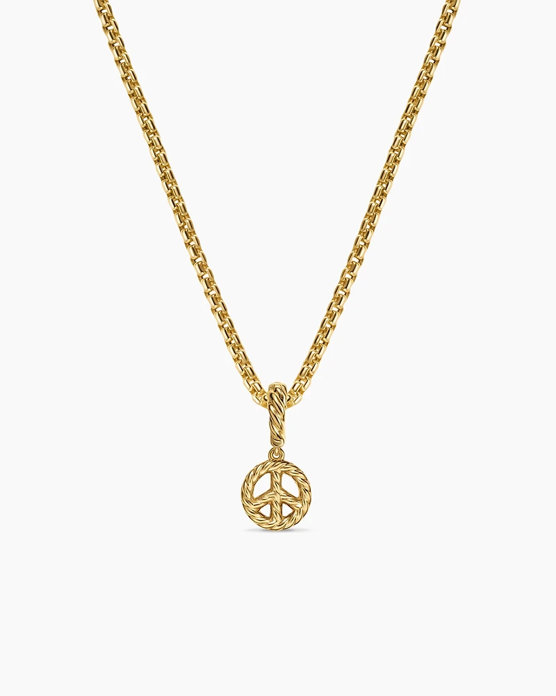 Micro Pavé Peace Sign Amulet in 18K Yellow Gold with Diamonds, 7.6mm