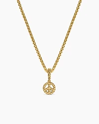 Micro Pavé Peace Sign Amulet in 18K Yellow Gold with Diamonds, 7.6mm