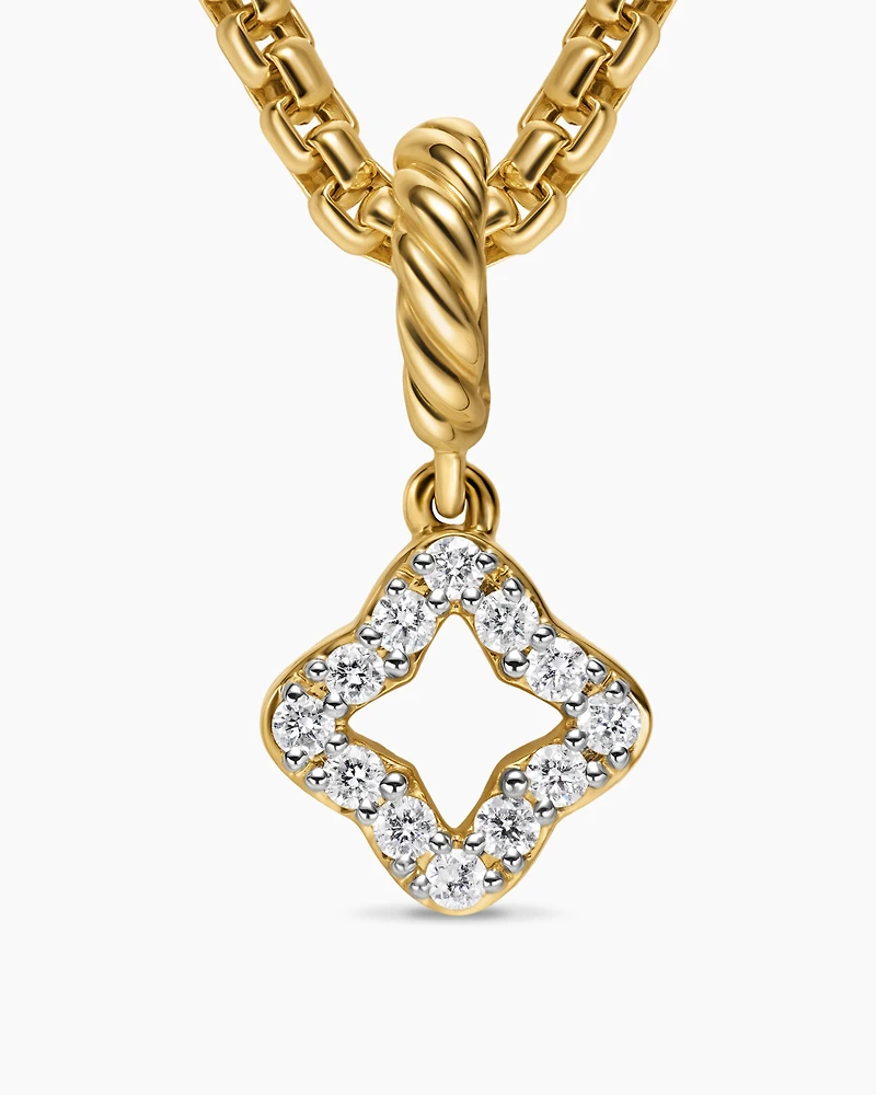 Micro Pavé Quatrefoil Amulet in 18K Yellow Gold with Diamonds, 7.4mm