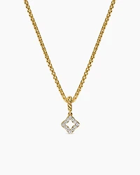 Micro Pavé Quatrefoil Amulet in 18K Yellow Gold with Diamonds, 7.4mm