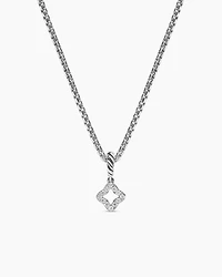 Micro Pavé Quatrefoil Amulet in Sterling Silver with Diamonds, 7.4mm