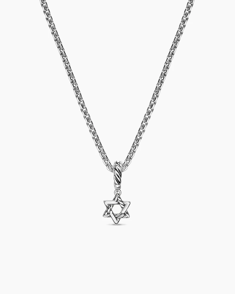 Micro Pavé Star of David Amulet in Sterling Silver with Diamonds, 7.4mm