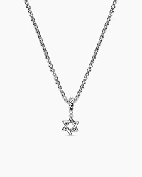 Micro Pavé Star of David Amulet in Sterling Silver with Diamonds, 7.4mm