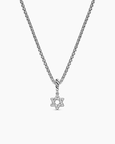 Micro Pavé Star of David Amulet in Sterling Silver with Diamonds, 7.4mm