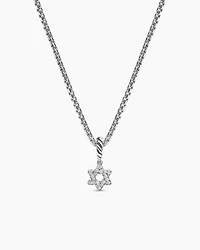 Micro Pavé Star of David Amulet in Sterling Silver with Diamonds, 7.4mm