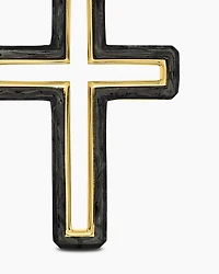 Forged Carbon Cross Pendant in 18K Yellow Gold, 37mm