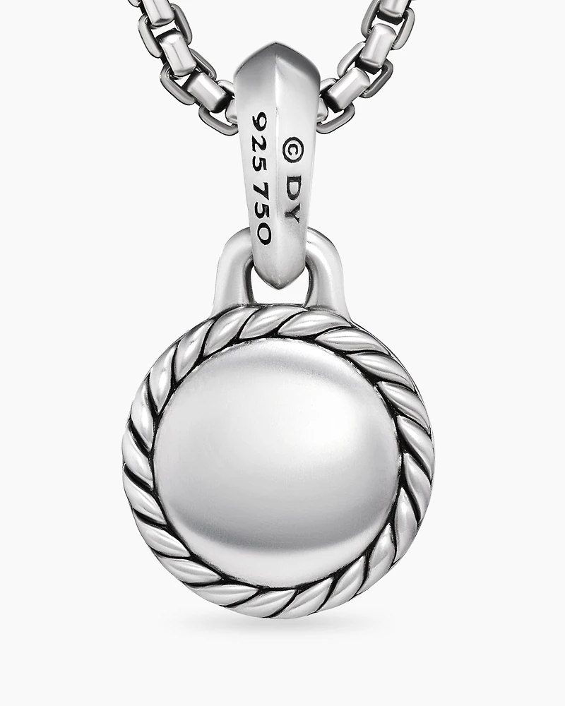 Evil Eye Amulet in Sterling Silver with 18K Yellow Gold and Emerald, 14.5mm