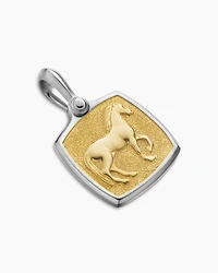 Petrvs® Horse Amulet in Sterling Silver with 18K Yellow Gold, 19mm