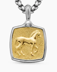 Petrvs® Horse Amulet in Sterling Silver with 18K Yellow Gold, 19mm