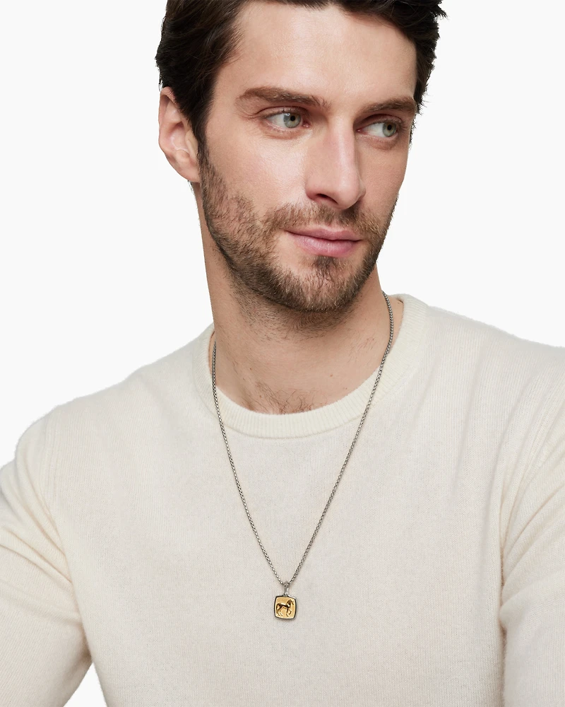 Petrvs® Horse Amulet in Sterling Silver with 18K Yellow Gold, 19mm