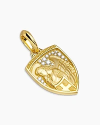 St. Michael Amulet in 18K Yellow Gold with Diamonds, 26mm