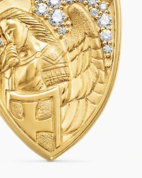 St. Michael Amulet in 18K Yellow Gold with Diamonds, 26mm