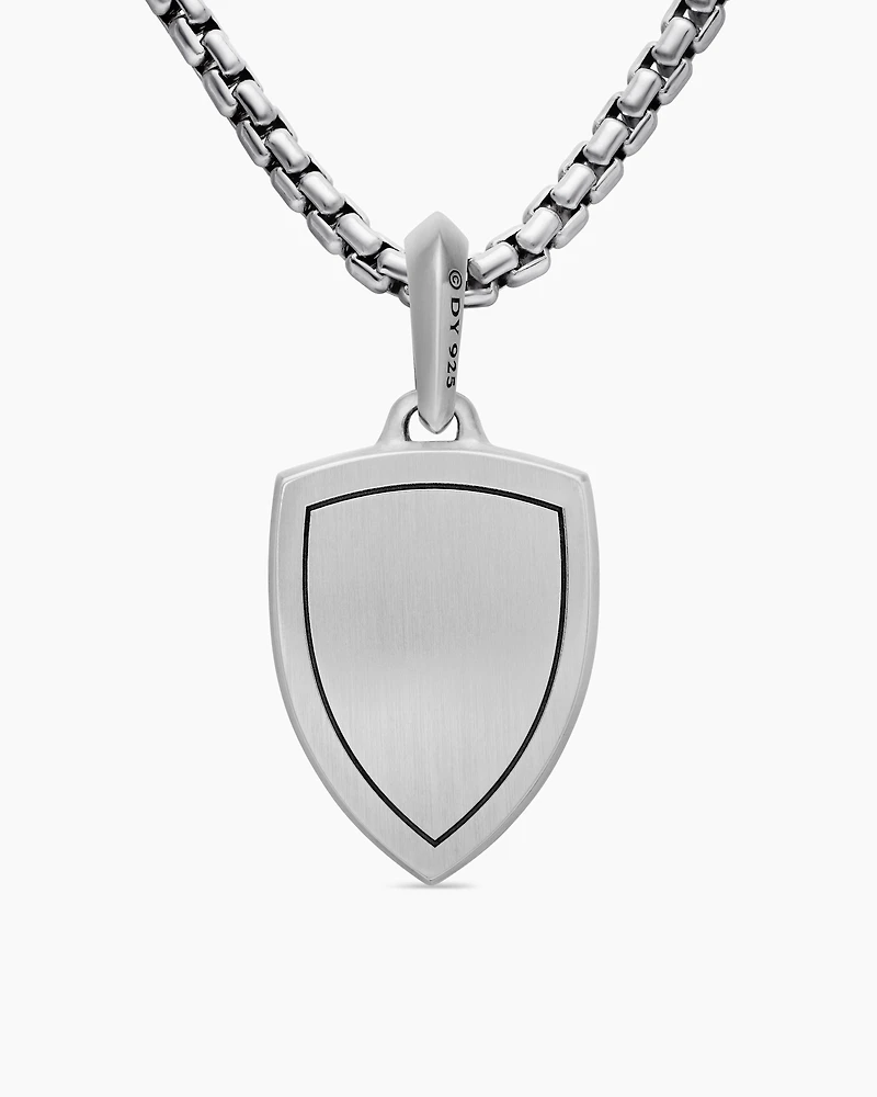 St. Michael Amulet in Sterling Silver with Black Diamonds, 26mm
