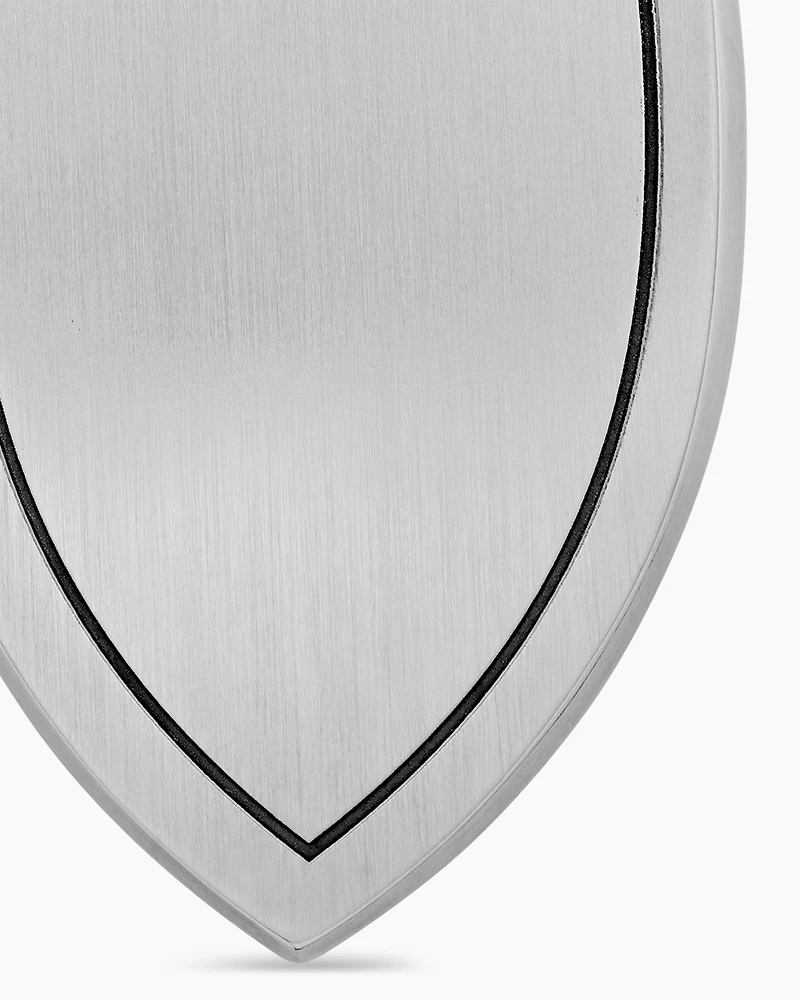 St. Michael Amulet in Sterling Silver with Black Diamonds, 26mm