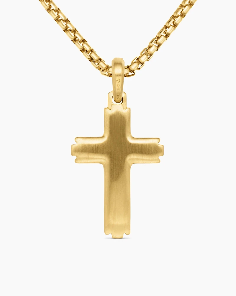 Cross Pendant in 18K Yellow Gold with Diamonds, 34mm
