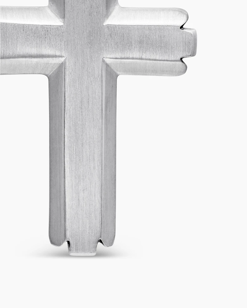 Cross Pendant in Sterling Silver with Black Diamonds, 34mm