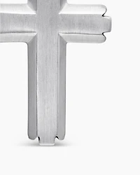 Cross Pendant in Sterling Silver with Black Diamonds, 34mm