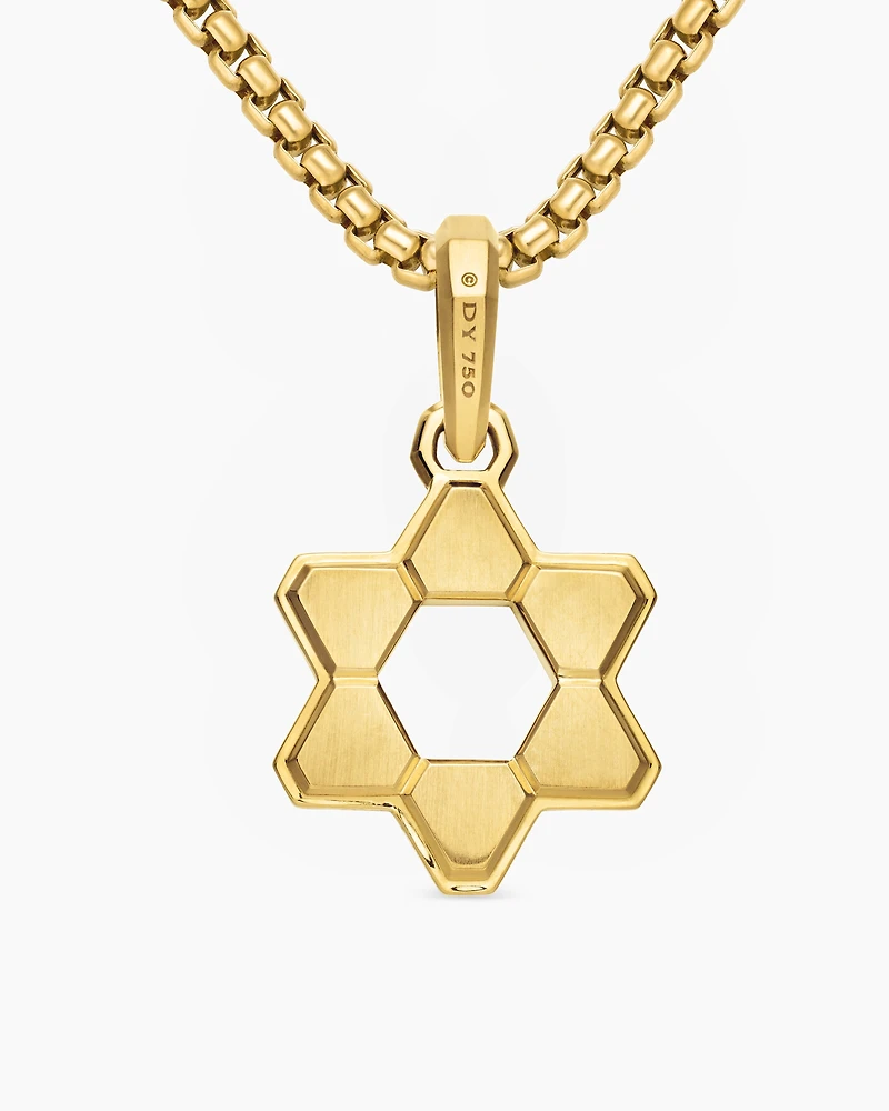 Deco Star of David Pendant in 18K Yellow Gold, 24mm
