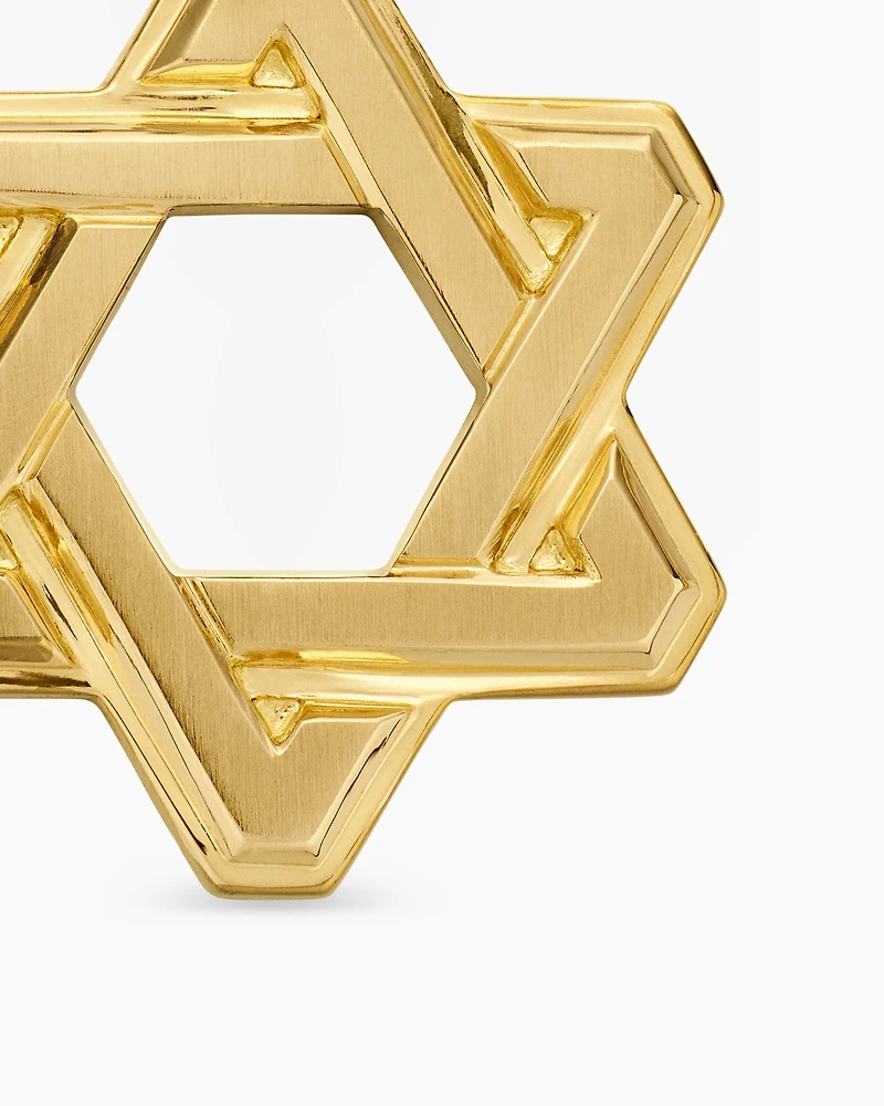 Deco Star of David Pendant in 18K Yellow Gold, 24mm