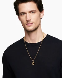 Deco Star of David Pendant in 18K Yellow Gold, 24mm
