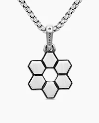 Deco Star of David Pendant in Sterling Silver with Black Diamonds, 24mm