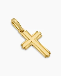 Deco Cross Pendant in 18K Yellow Gold, 27mm