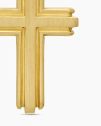 Deco Cross Pendant in 18K Yellow Gold, 27mm