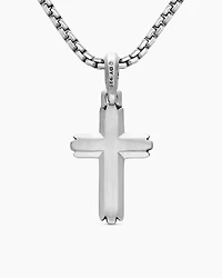 Deco Cross Pendant in Sterling Silver, 27mm