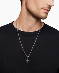 Deco Cross Pendant in Sterling Silver, 27mm