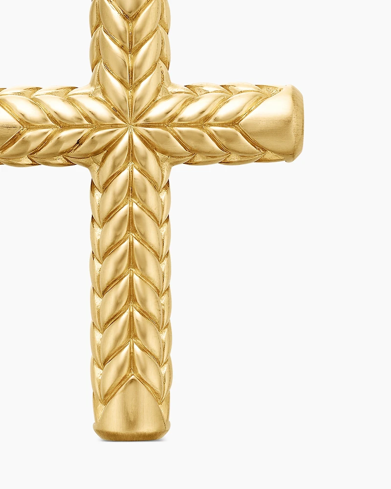 Chevron Cross Pendant in 18K Yellow Gold with Diamonds, 36mm