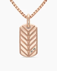 Chevron Tag in 18K Rose Gold with Cognac Diamonds, 27mm