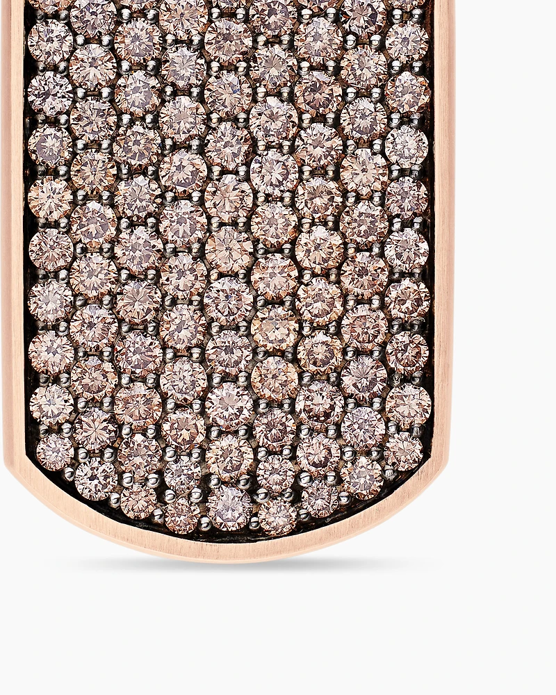 Chevron Tag in 18K Rose Gold with Cognac Diamonds, 27mm
