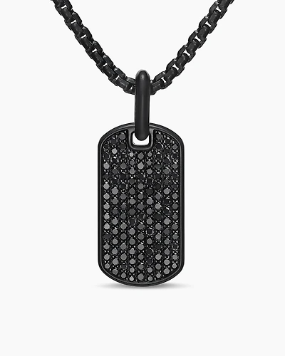 Chevron Tag in Black Titanium with Sterling Silver and Black Diamonds