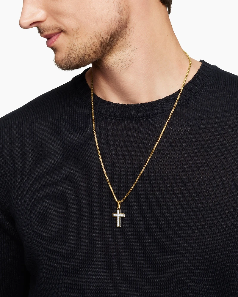 Pavé Cross Pendant in 18K Yellow Gold with Diamonds, 23mm