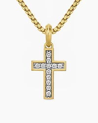 Pavé Cross Pendant in 18K Yellow Gold with Diamonds, 23mm