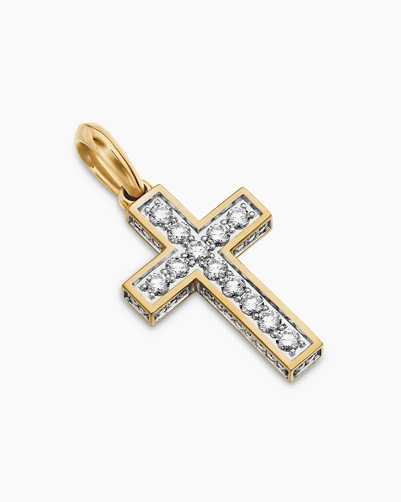 Streamline® Cross Pendant in 18K Yellow Gold with Diamonds