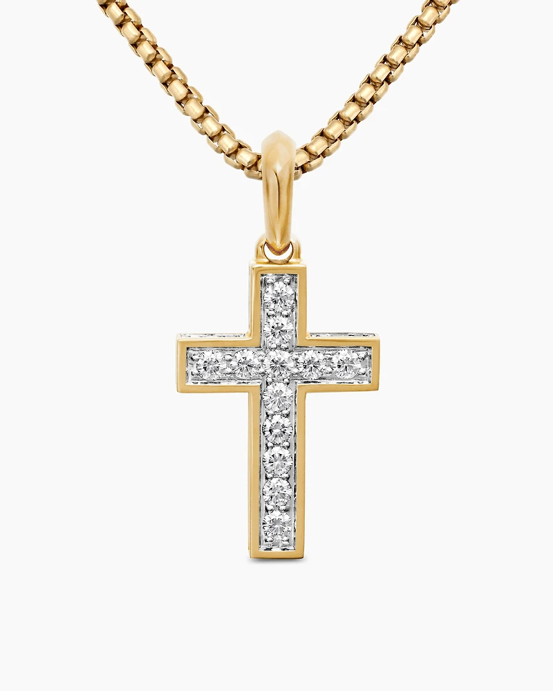 Streamline® Cross Pendant in 18K Yellow Gold with Diamonds