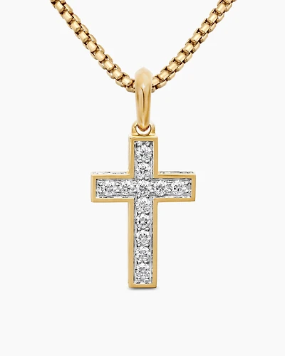 Streamline® Cross Pendant in 18K Yellow Gold with Diamonds
