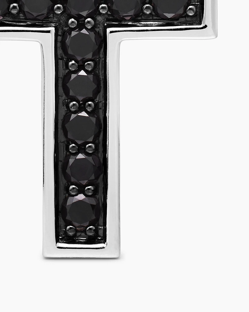 Pavé Cross Pendant in Sterling Silver with Black Diamonds
