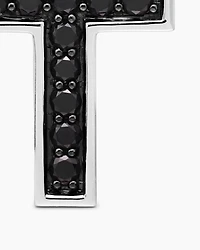 Pavé Cross Pendant in Sterling Silver with Black Diamonds