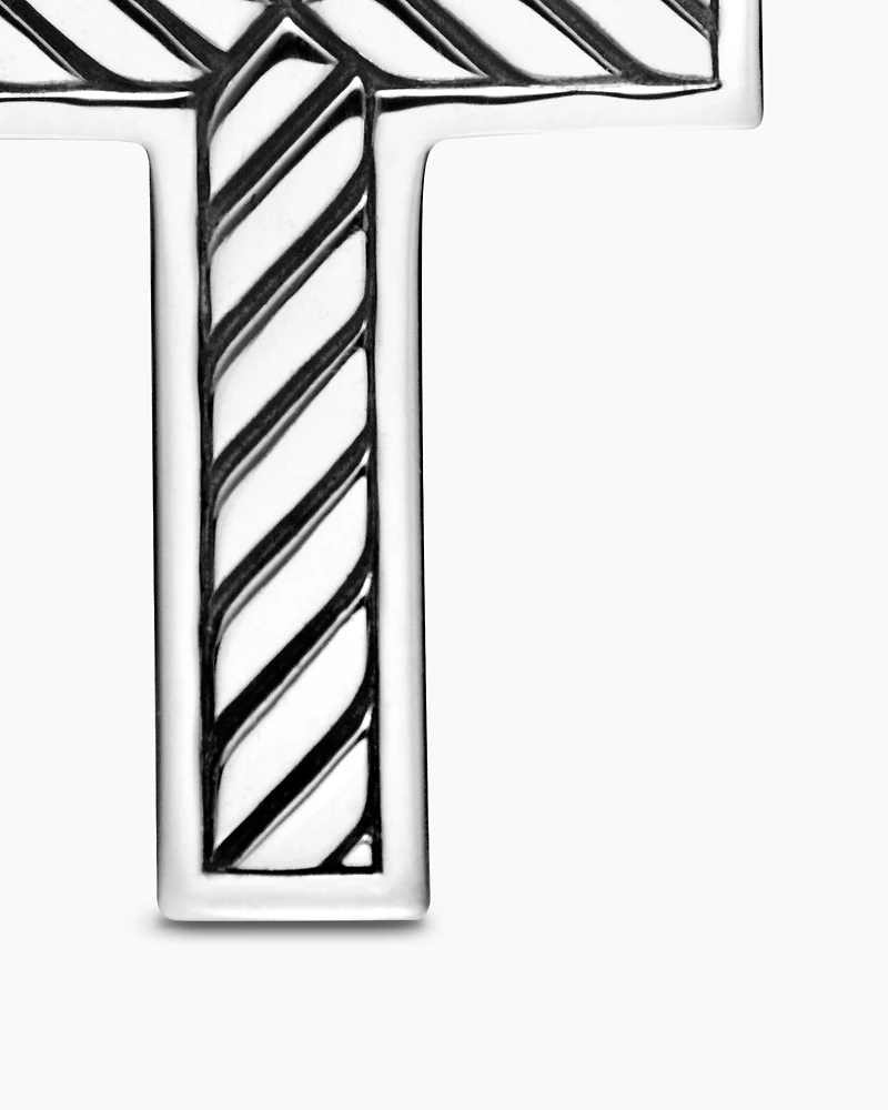 Pavé Cross Pendant in Sterling Silver with Black Diamonds