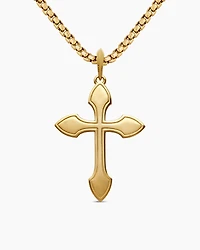 Gothic Cross Pendant in 18K Yellow Gold with Black Diamonds, 36.5mm