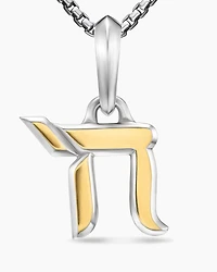 Chai Amulet in Sterling Silver with 18K Yellow Gold, 17mm