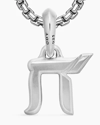 Chai Amulet in Sterling Silver with Black Diamonds, 17mm