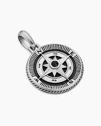 Maritime® Compass Amulet in Sterling Silver with Centre Black Diamond