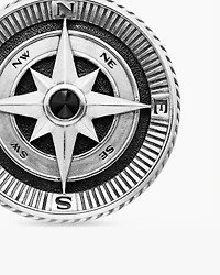 Maritime® Compass Amulet in Sterling Silver with Centre Black Diamond