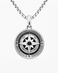 Maritime® Compass Amulet in Sterling Silver with Centre Black Diamond
