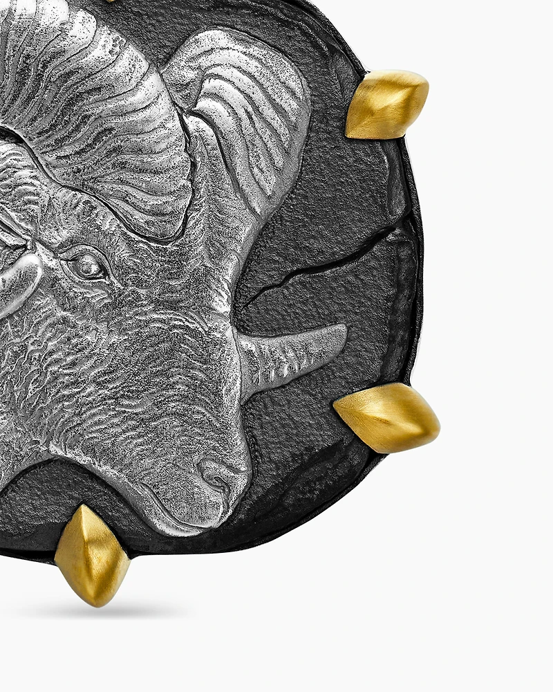Aries Amulet in Sterling Silver with 18K Yellow Gold, 33mm