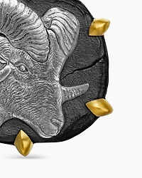 Aries Amulet in Sterling Silver with 18K Yellow Gold, 33mm